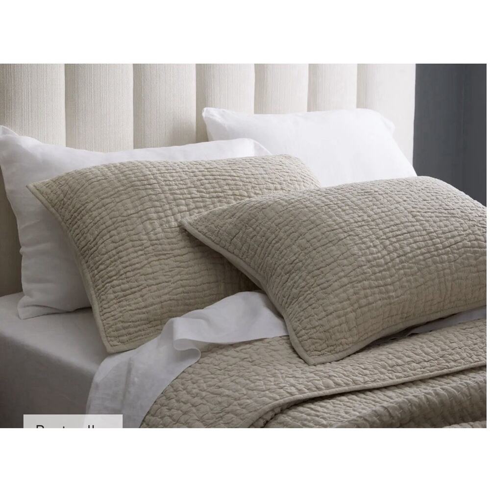 Quince Twin European Linen Quilt Set One Sham Natural NWOT MSRP 160